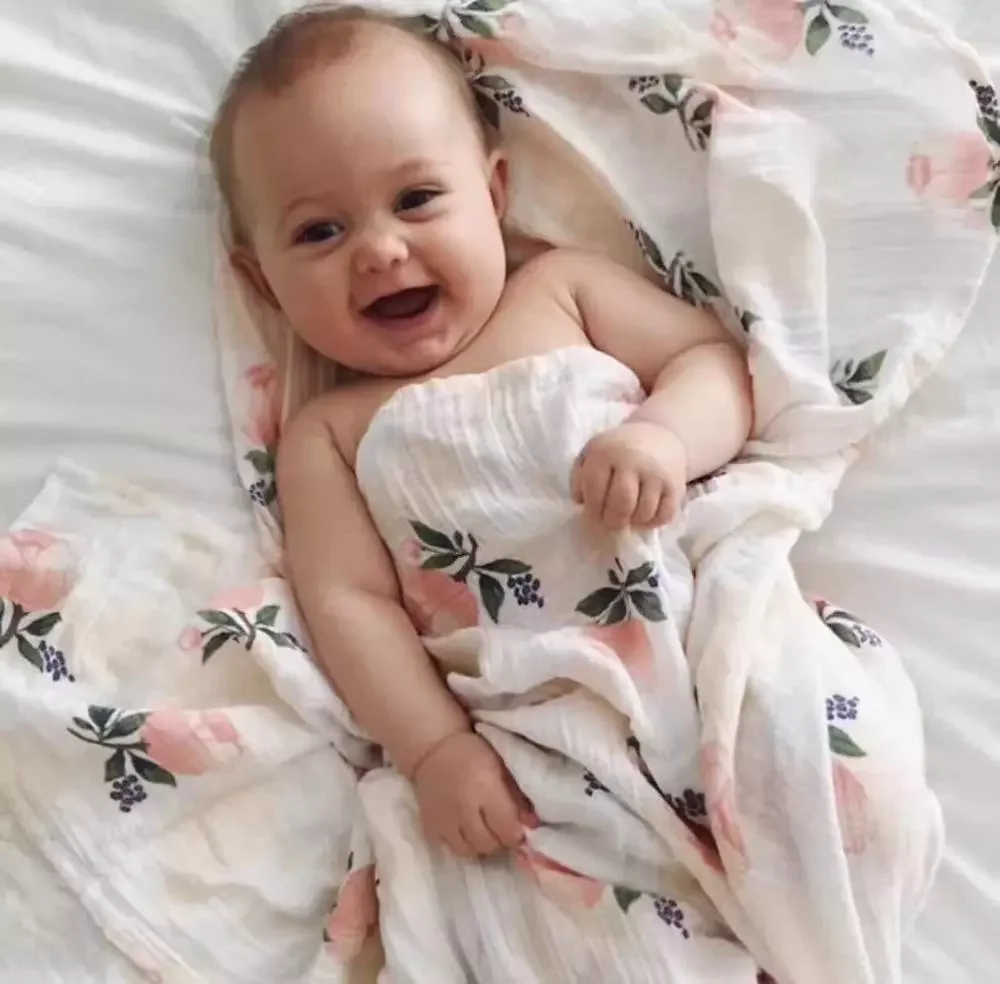 High Density Custom Print Design 2-6 Layers Receiving Blankets Muslin Squares Bamboo Cotton Baby Muslin Swaddle Blanket