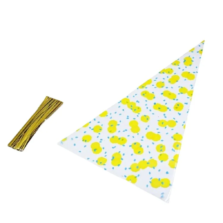 Triangle Meringue popcorn wrap thickened ice cream cone baking clear plastic gift bag