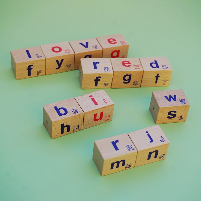 12pcs Wooden letters spelling words toy educational Magnetic connecting blocks spelling alphabet blocks toy for kids