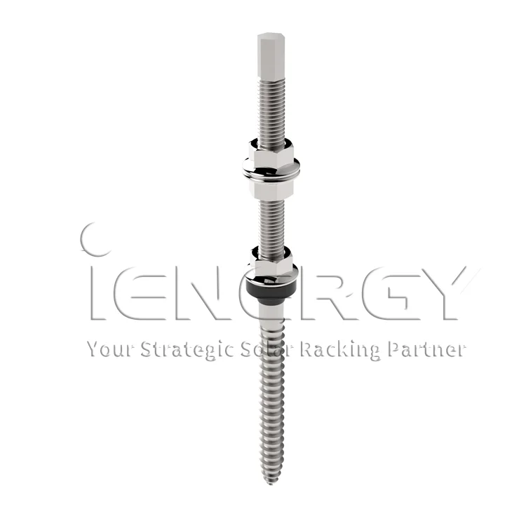 stainless steel double head Hanger Bolt with L feet or plate solar mounting hanger bolt metal roof hook