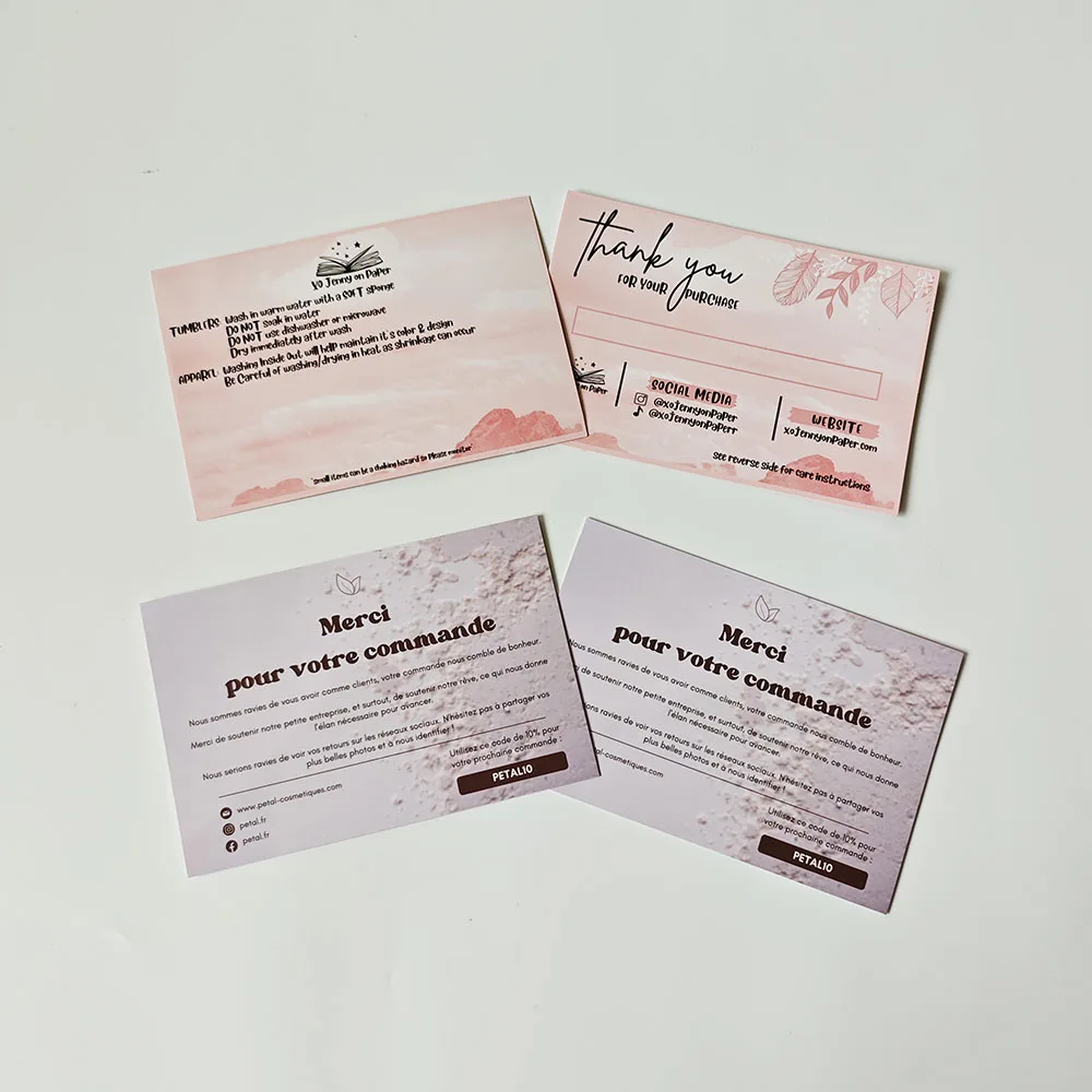 Wholesale Custom luxury Full Colored Thank you Card Business card with Logo Customized for Business and Gifts