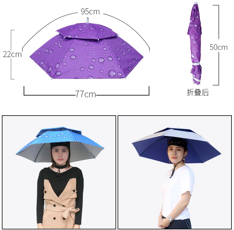 Promotional customized garden fishing head umbrella hat 15inch outdoor working use hat umbrella