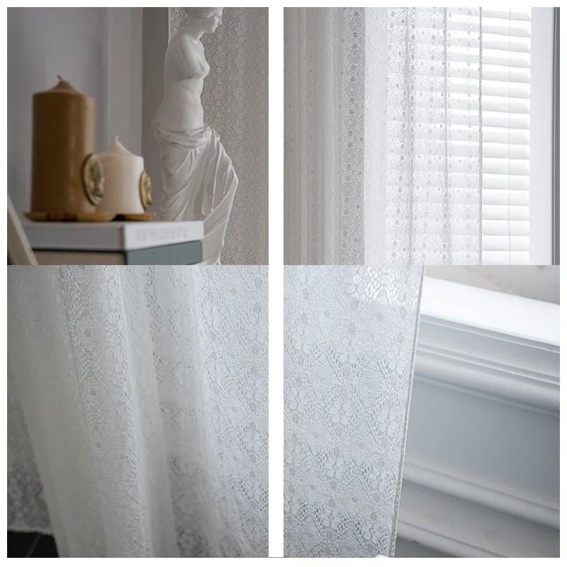 Nordic Style INS White Hollow Out Lace Curtain For  Wedding Home Balcony Livingroom