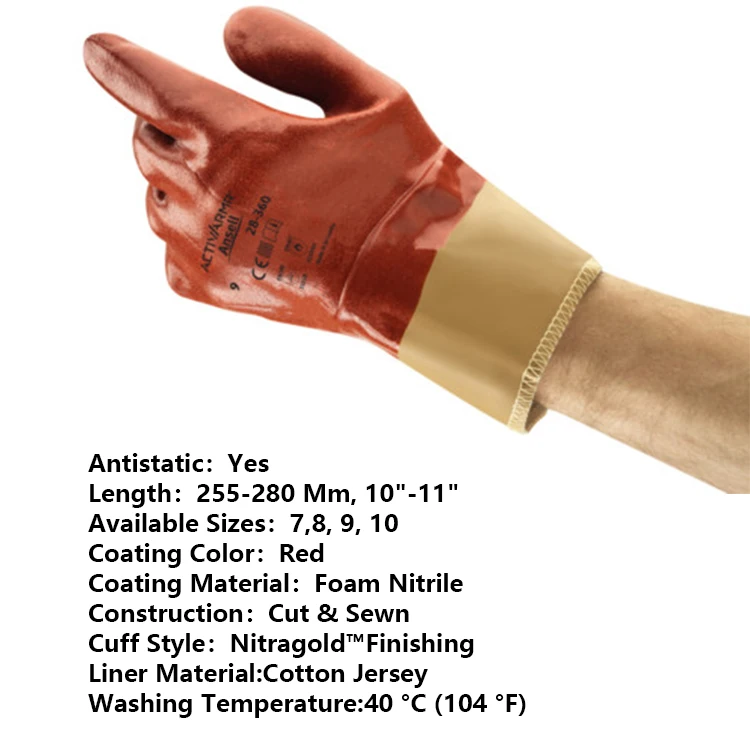 Ansell 28-360 Guantes De Nitrilo Construction Household Work Safety Gloves Guantes Anticorte Foam Nitrile Cut Resistant Glove