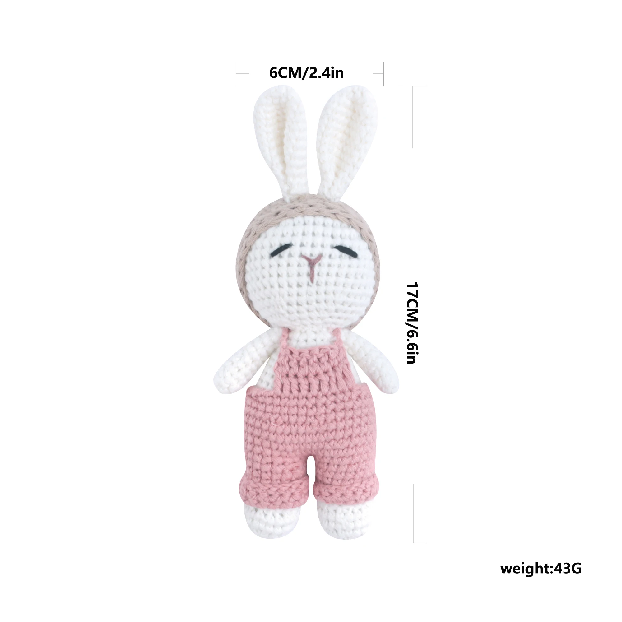 100% Handmade Kids Crochet Rabbit Animals Toys Soft Plush Doll Woven Cotton Crochet For Baby Gifts Toy