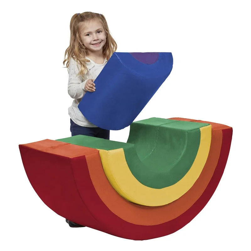 Kids Rainbow Arch shape Trio Soft Play Set Toddler Climbing and Crawling Bridge Soft Play Equipment Set