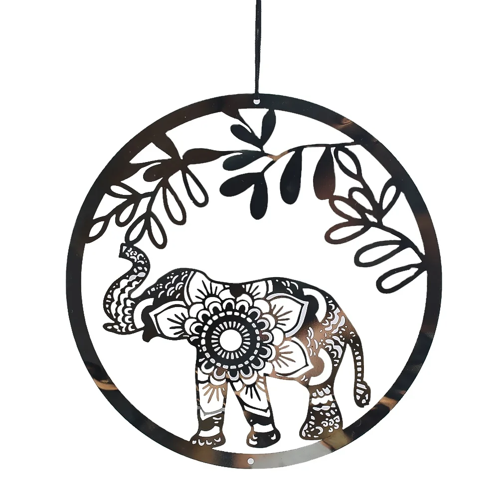 Amulet Elephant Hanging Decor DIY Wind Chimes  Sun  catcher Hollow Mandala Bird Repellent Scarer