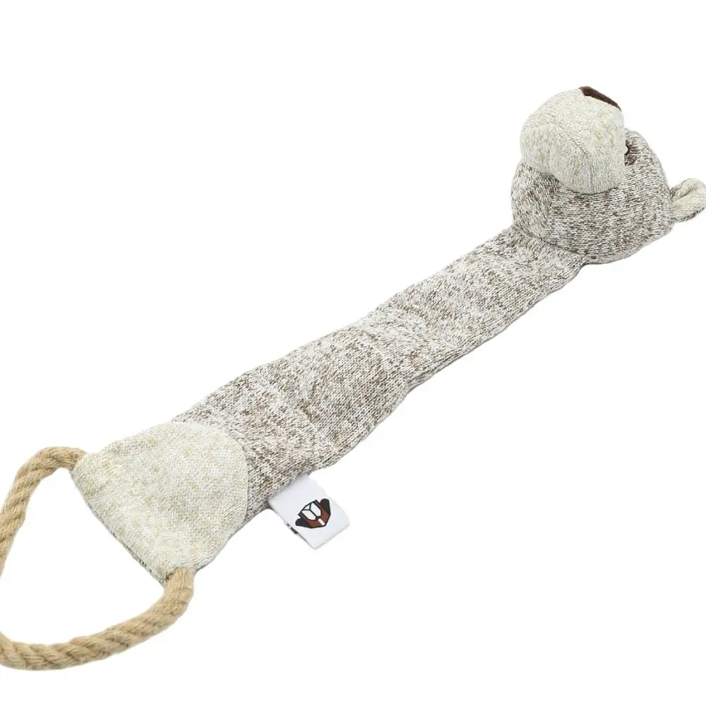 
pet toys crinkle film knit long tiger with rope ring stuffed chew dog toys 