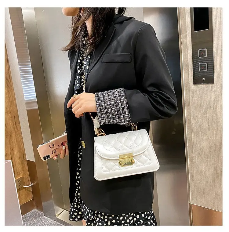 Wholesale small fashion sling bags diamond buckle PU leather luxury handbags for women