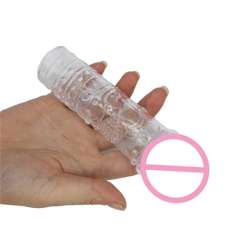 4 Silicone sleeving spike dotted condom Time Delay Lasting Cock Rings Penis Extension Sleeve for Men Reusable sex crystal condom