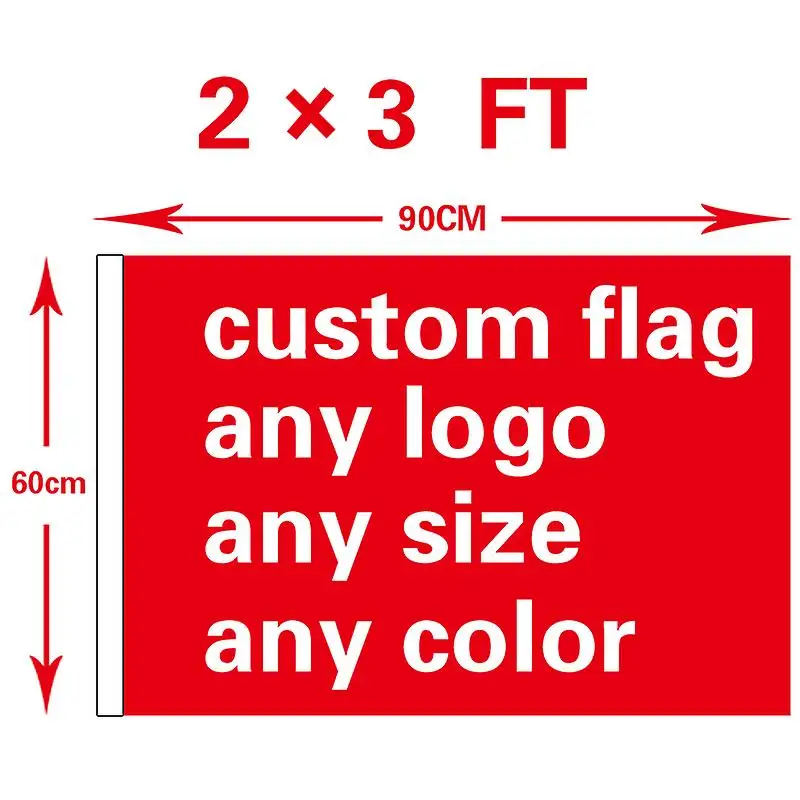 Fast Delivery 100% Polyester 2x3ft 60x90cm Any Design Logo Colors Fan Sport Banner Custom Flag