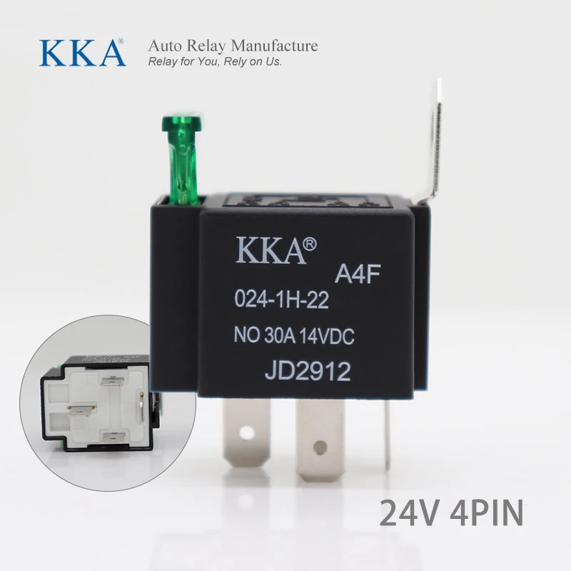 KKA-A4F 30A Automotive Fuse Relay 12V/24V 4pin/5pin and Wire Harness Kit, Car Relay with Metal Bracket