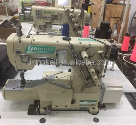 Yamato VG2700-8F 3 Needle 5 Thread Cylinder Bed Interlock Stitch Machine for General Seaming Hemming with Active Thread Control