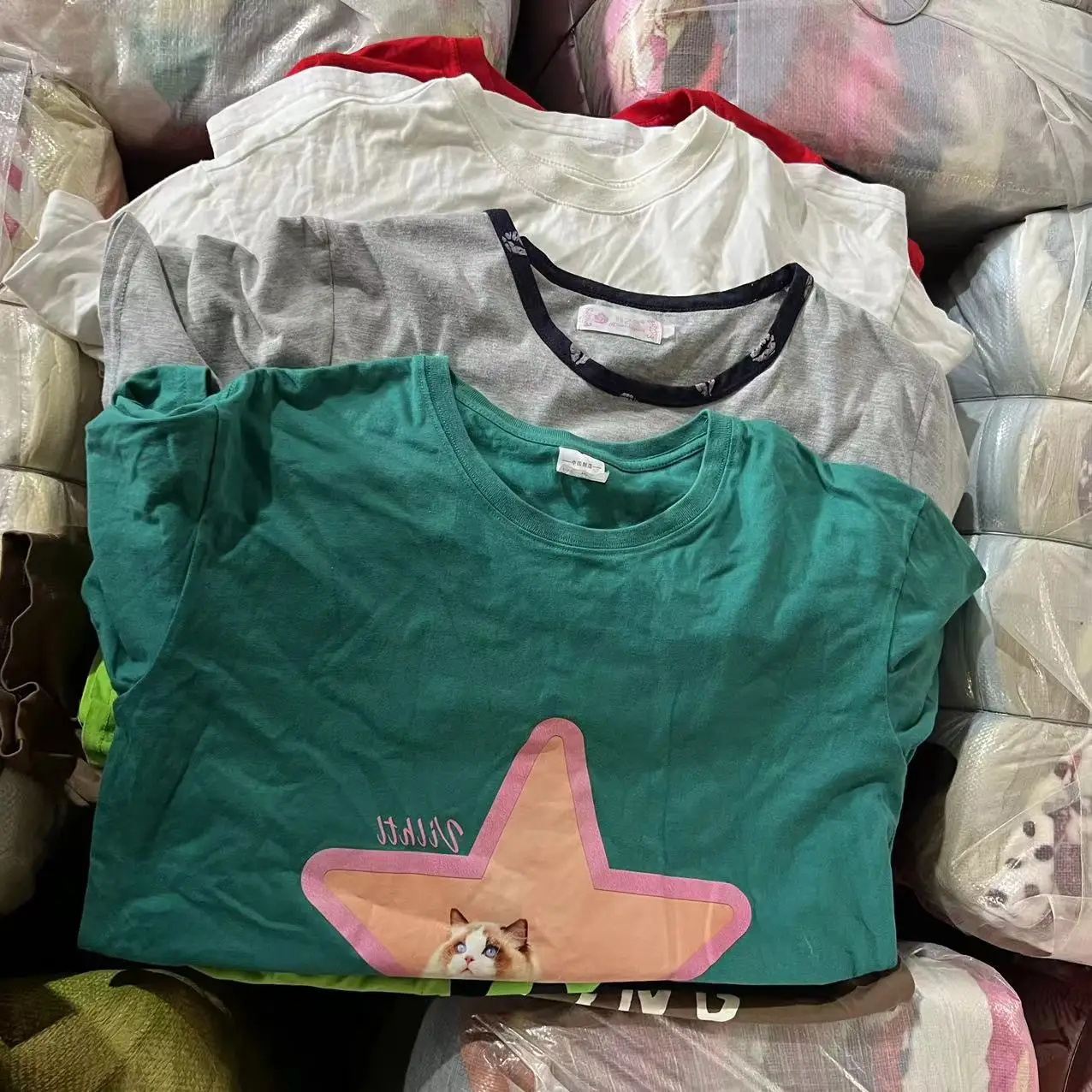 C08 used women summer T-shirt second hand ladies T shirt, Used brand clothes in bulk Cheap wholesale luxury