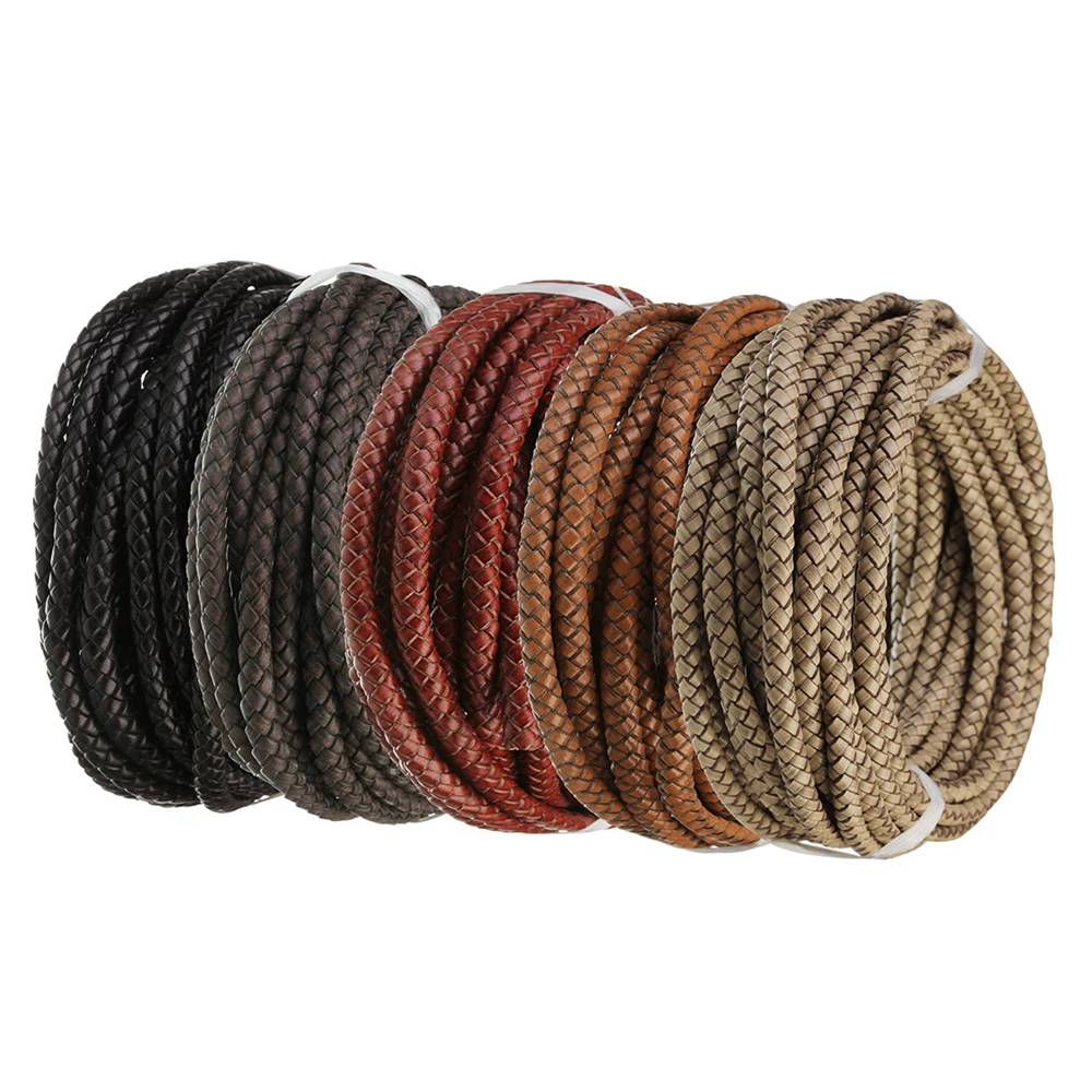 Leather braided cord 5mm for key chain