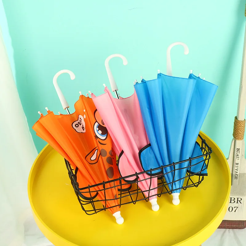 Hot Selling Cute Cartoon 3D Ear Kids Umbrella Candy Color Waterproof Mini Straight Umbrellas for 1-3 Years Old Children Gifts