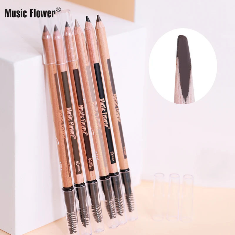 Music Flower 12pc Kit Durable Cosmetic With Brush Art 6 Colors Waterproof Longlasting Wooden Hard Formulate Eyebrow Pencil