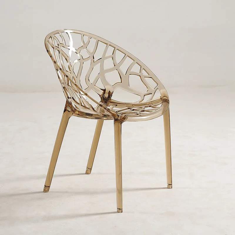 Spanish design black leaf shape hollow back stackable living room furniture dining chair