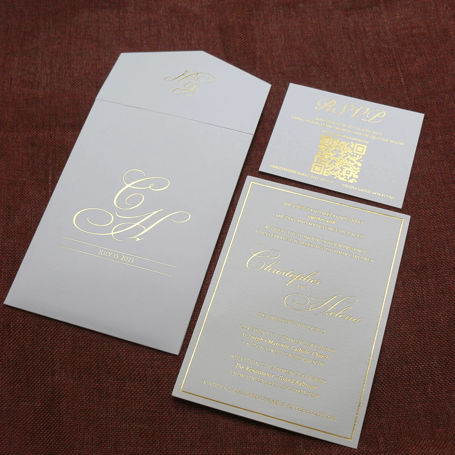 Elegant Linen Paper Christian Wedding Invitation Invite Card For Marriage With RSVP Card And Pocket