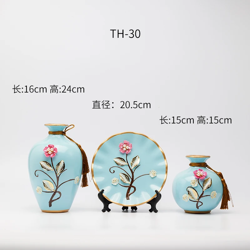 Multi Pattern Ceramic Vases Set Of 3 Luxury Modern Blue Vase Porcelain Home Decor Vases For Flowers