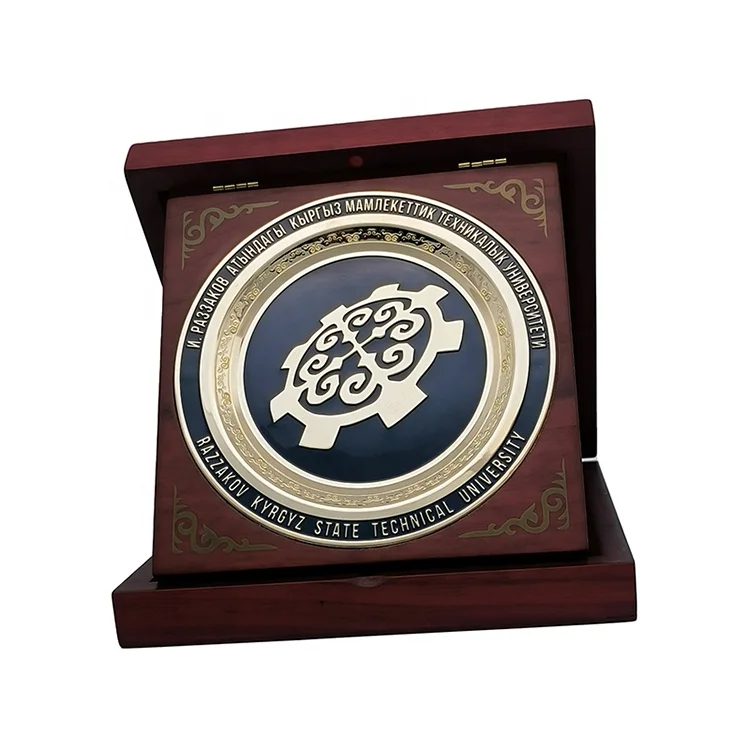 Company Gifts Two Tone Plating  Zinc Alloy Award Plate  Embossed Logo Metal Plaque