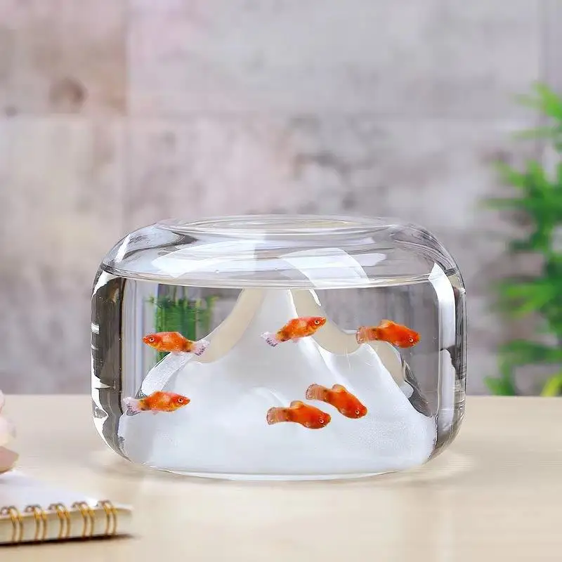 Fish Tank Glass Fish tank Aquarium Small Terrarium Bowl Aquatic Aquarium Mini Goldfish Bowl Desktop Fishbowl