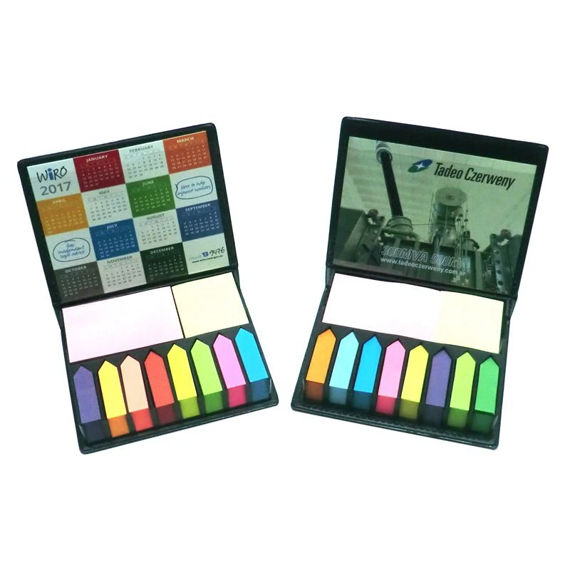 
PU leather box sticky notes memo set calendar with sticky note pad 