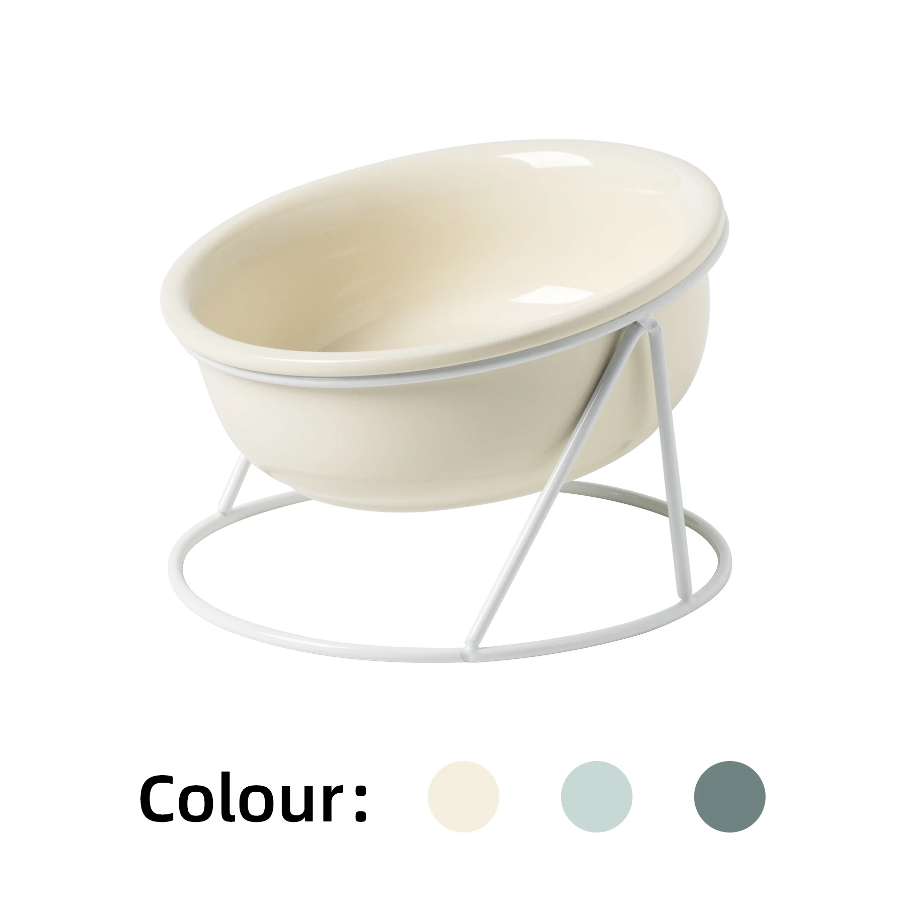 Ceramic Cat Bowl Manufacturer Wholesale Multi Colors Ceramic Metal Frame Pet Cat Dog Bowl Tilted Raised Bowl For Pet CatCeramic