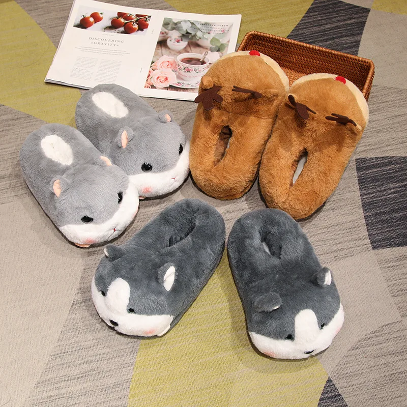New Style Plush Slippers Home Indoor Cotton Slippers Cute Cartoon Animal Slippers