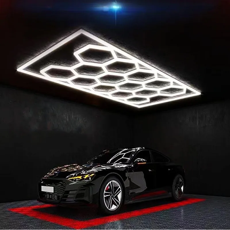 Retail Barber Shop Ceiling Lighting 110V 220V Honeycomb Car Wash Detailing Hexagon LED Work Light For Garage