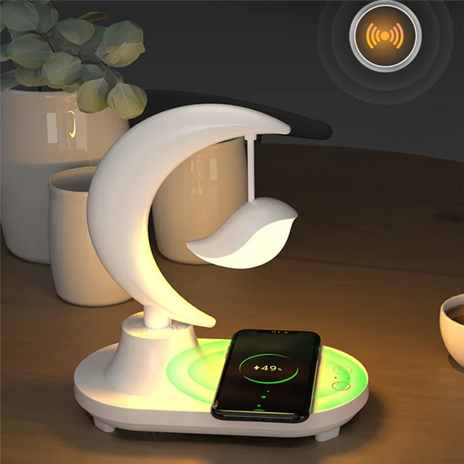 2022 New Blue tooth Speaker Night Light Creative Romantic Color Changing Music + Wireless Charging Table Lamp