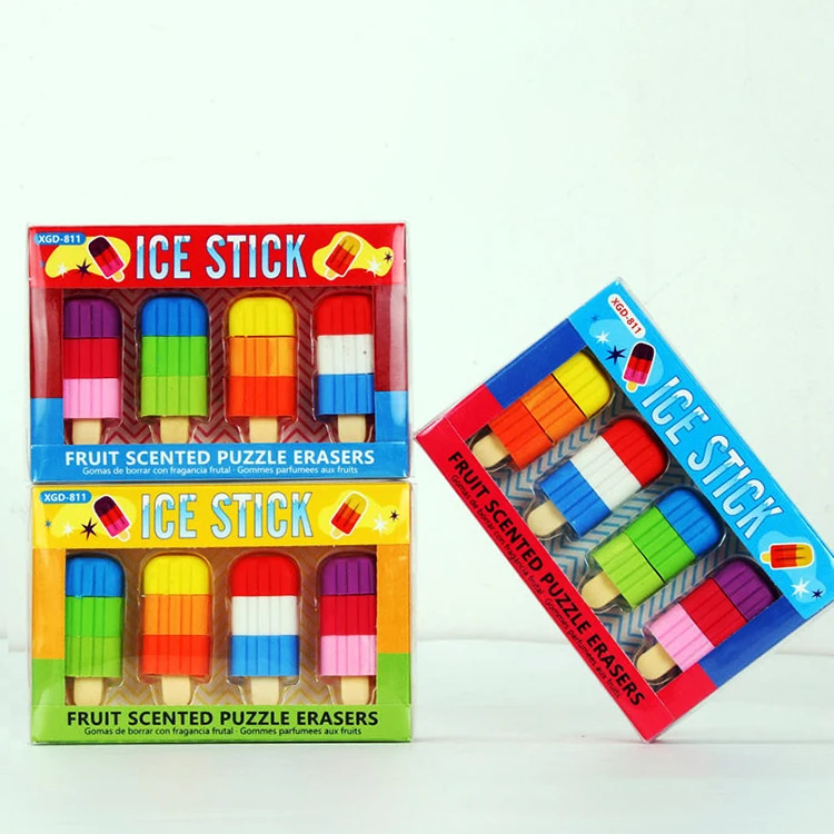 Multicolor japanese rubber cartoon kawaii ice cream pencil eraser fancy japanese design kid funny eraser