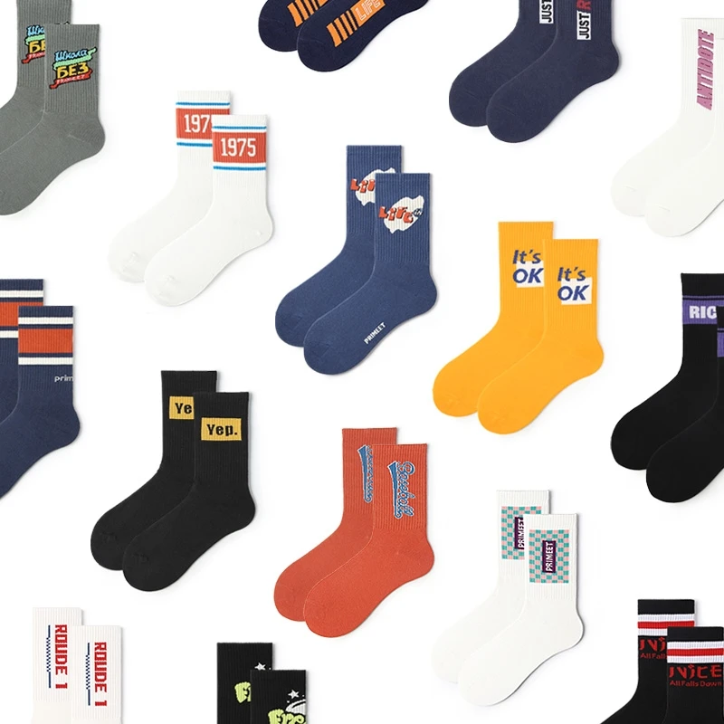 2021 New Arrival Cartoon Crew Men Colorful Custom Tube Socks