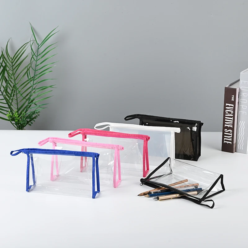 Low MOQ Transparent pvc clothing packaging plastic bag pouch Cosmetic makeup Zipper bags Customized logo