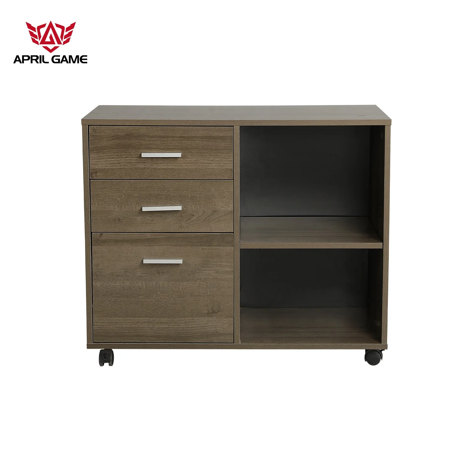 GUYOU GD-37 Mobile Filing Cabinet 3 Drawers Removable Office Document Storage Cabinet Brown