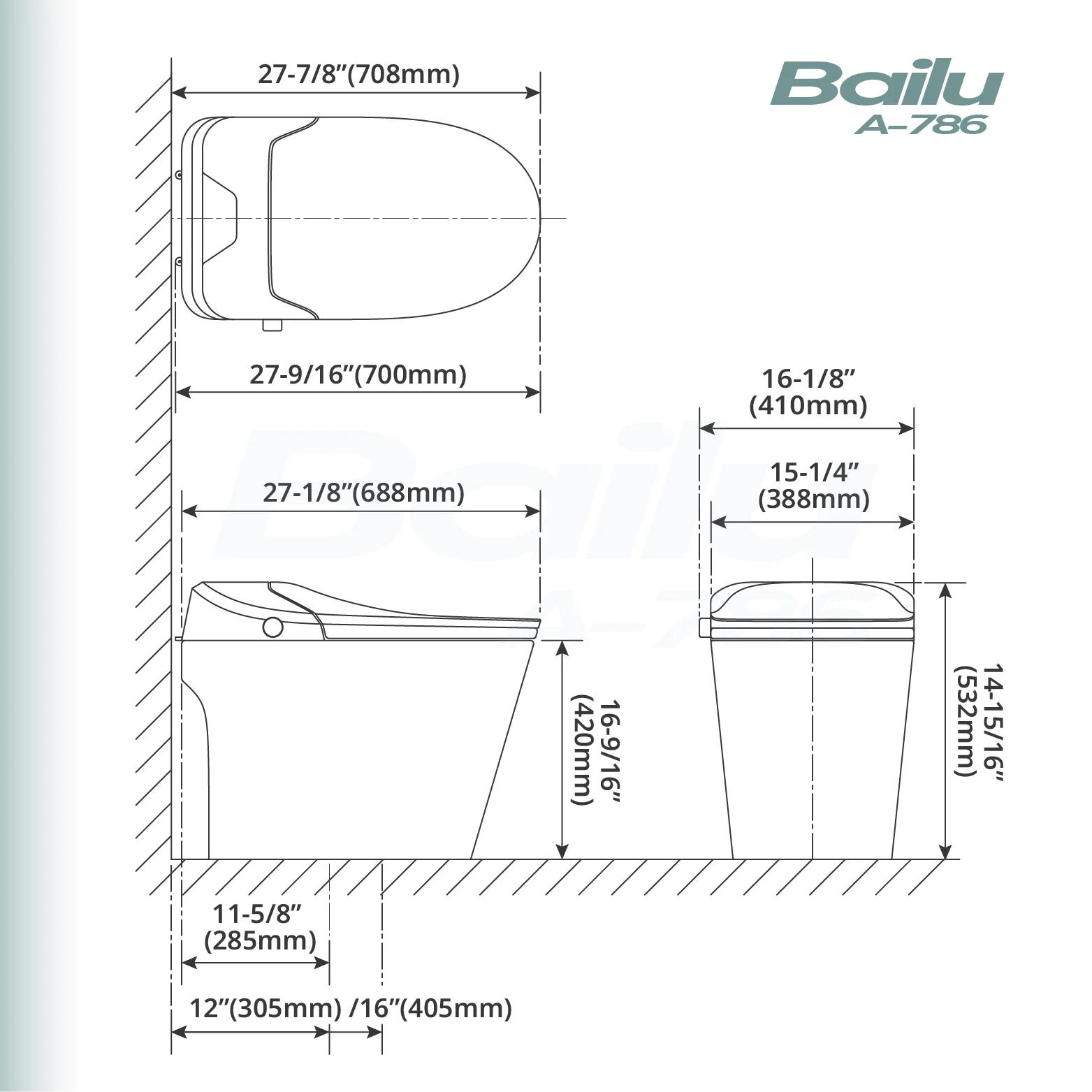 BAILU A-786H Automatic Gravity Flushing Smart Toilet Flusher with Sunken tank Foamin