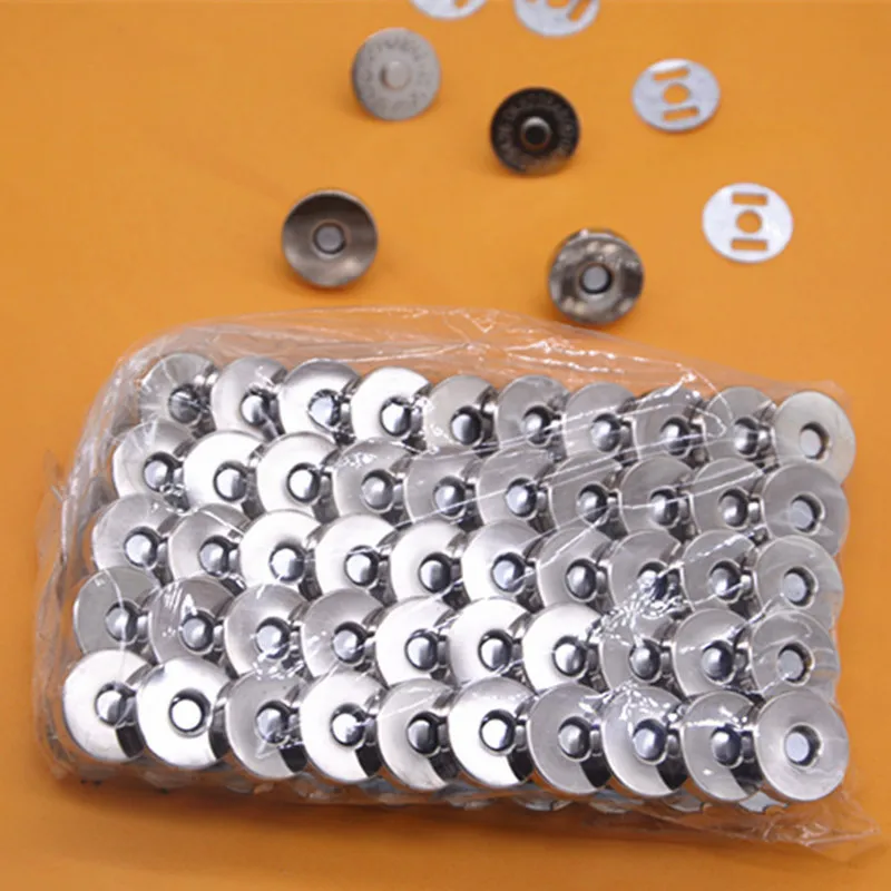 Silver Metal Magnet Button For Diy Bags Snaps Buttons Clasp Fastener Snap Button Sewing Accessories 14*3.5mm