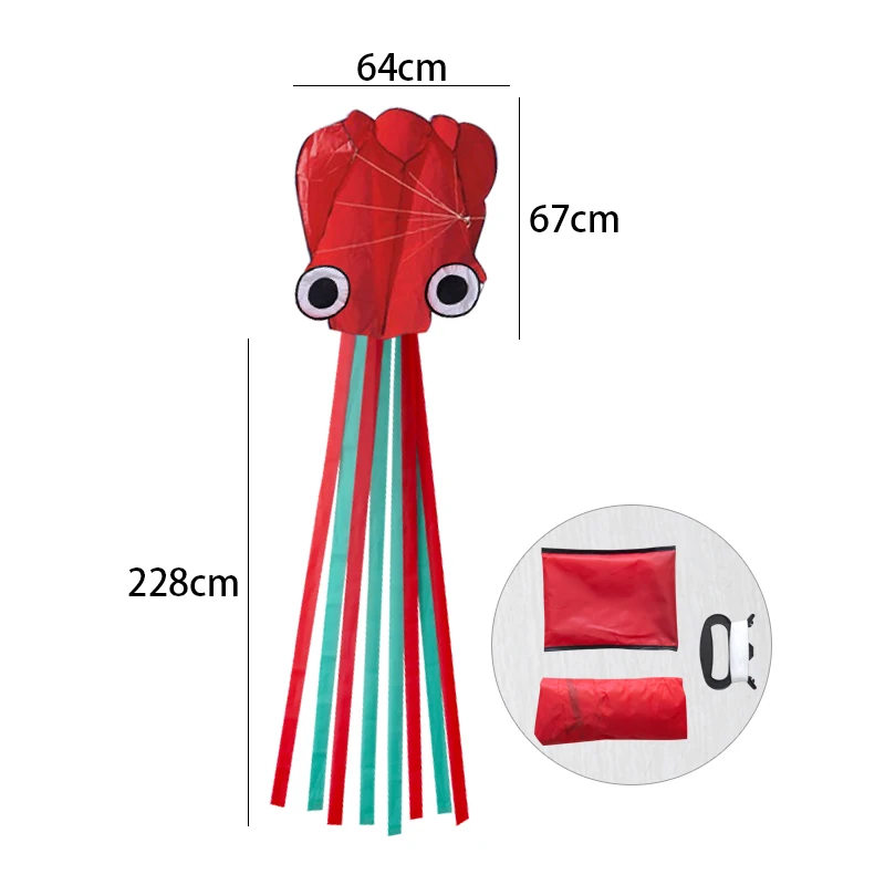 Large 3D Octopus Nylon Kite Easy-to-Fly Design for Kids for Outdoor Sports and Beach Flying Gift Idea