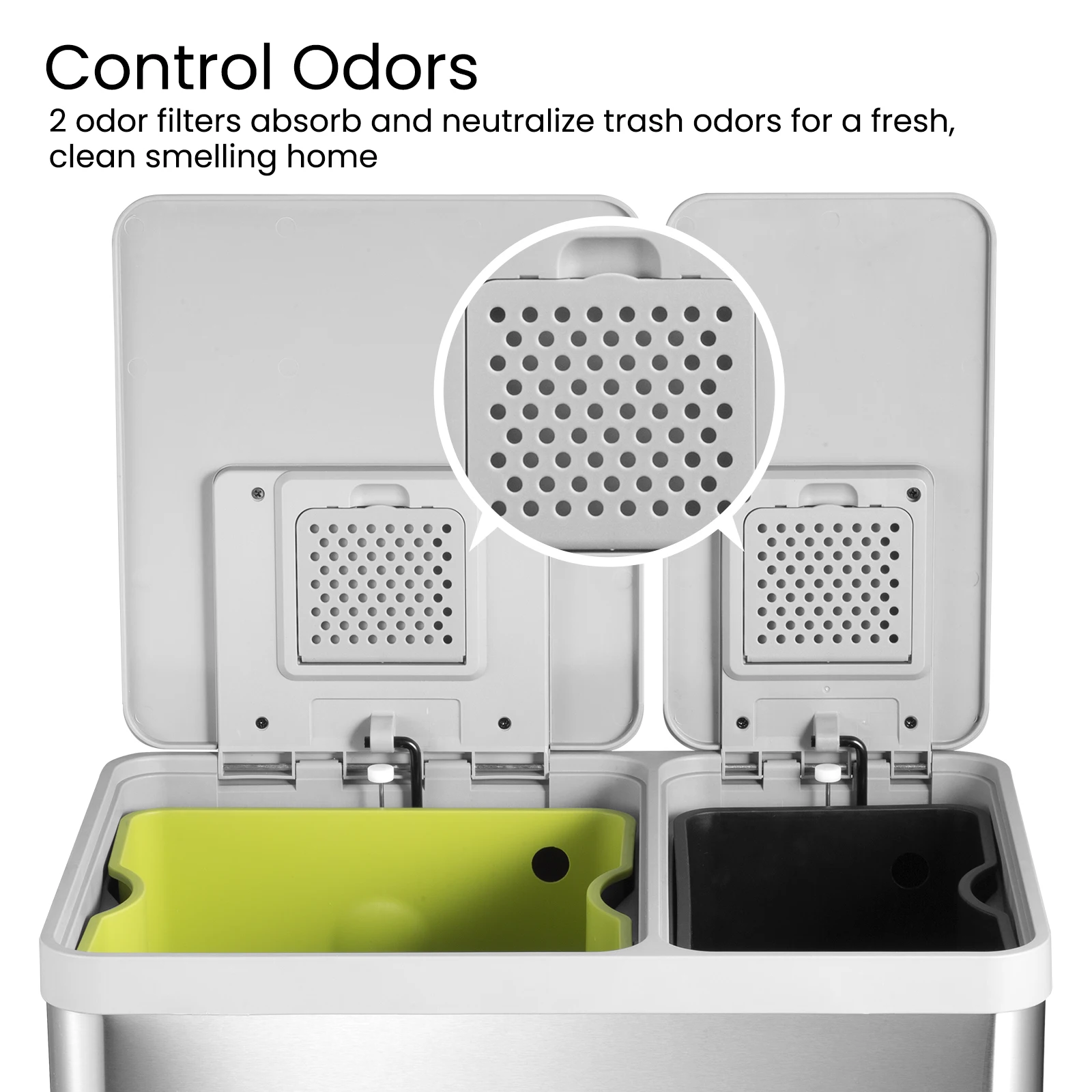 JILI design stainless steel pedal 38L+22L double-cell trash can fully enclosed rectangular trash can  for home hotel outdoor