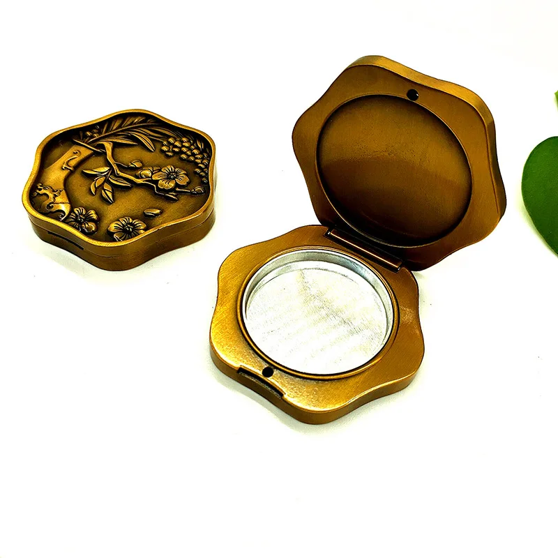 Round vintage gold Fragrance Balm Portable Women Solid Cologne Metal Box Men Solid Perfume metal box