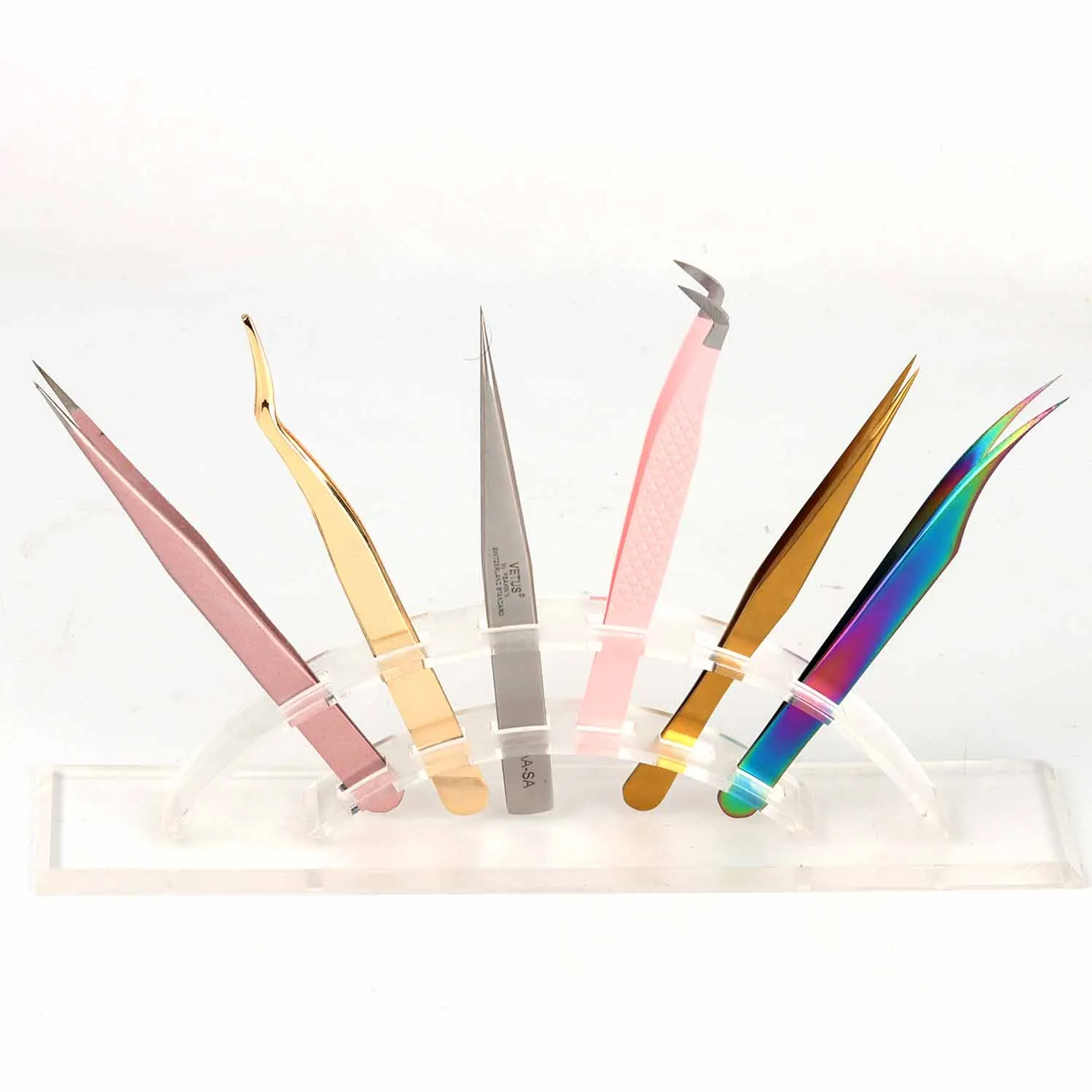 Wholesale Multi-functional False Eyelashes Applicator Tweezer individual Eyelash Extensions Fiber Tip Tweezers