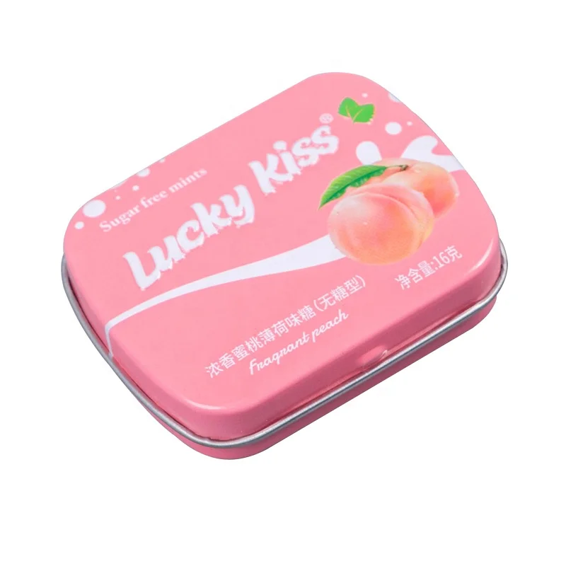 Small tin metal box for sugar-free mints packaging