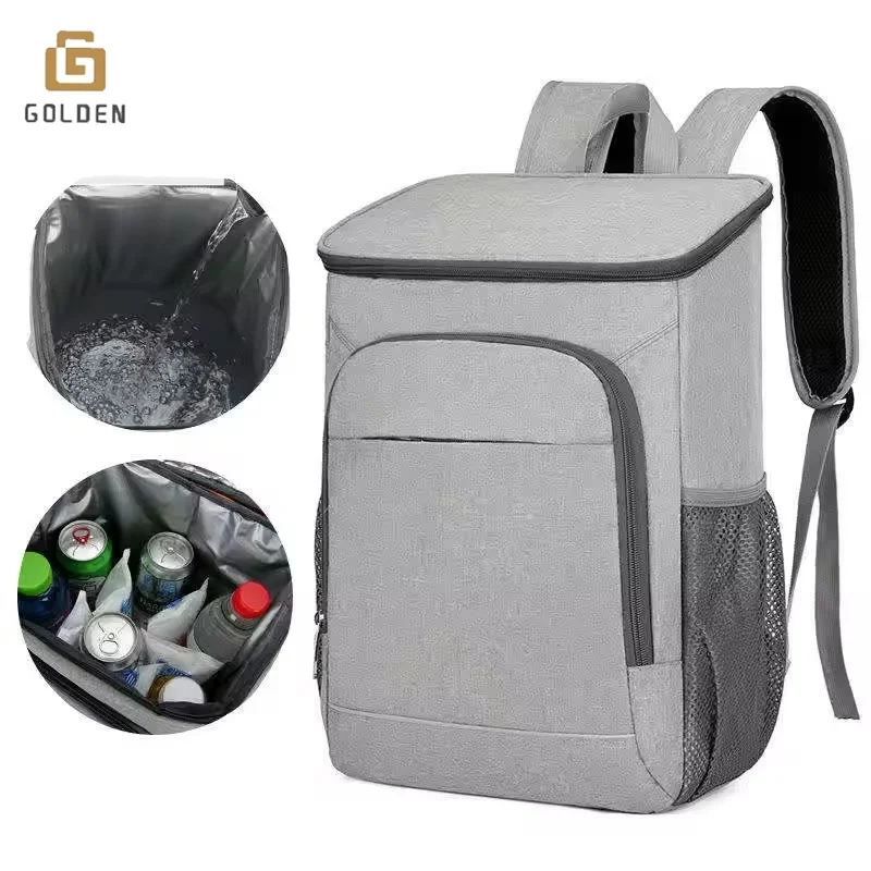 Golden Classic Insulated Backpack Cooler Bag Waterproof Picnic Camping Coolers Collapsed Food Storage Ice Bag Rpet Leak Proof