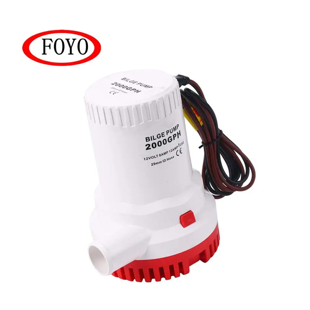 FOYO Brand 24V 2000 GPH Boat Marine Electric Submersible Bilge Pump with Hose ID 29mm electric submersible pump price