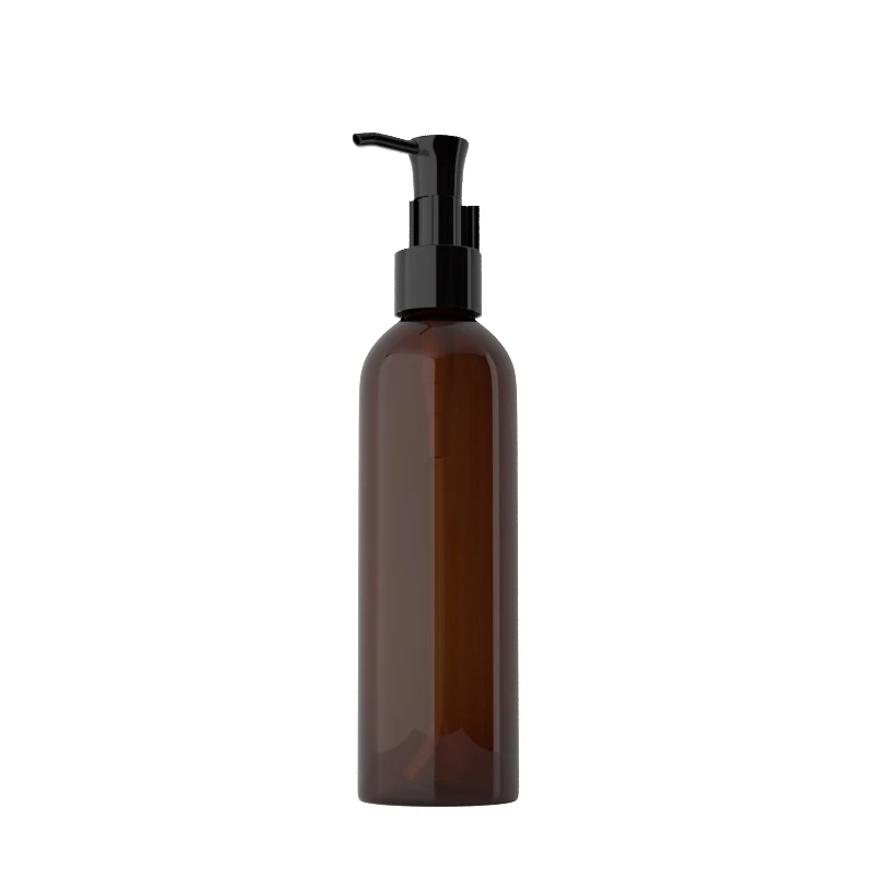 Customized 200ml brown plastic essence bottle with socket