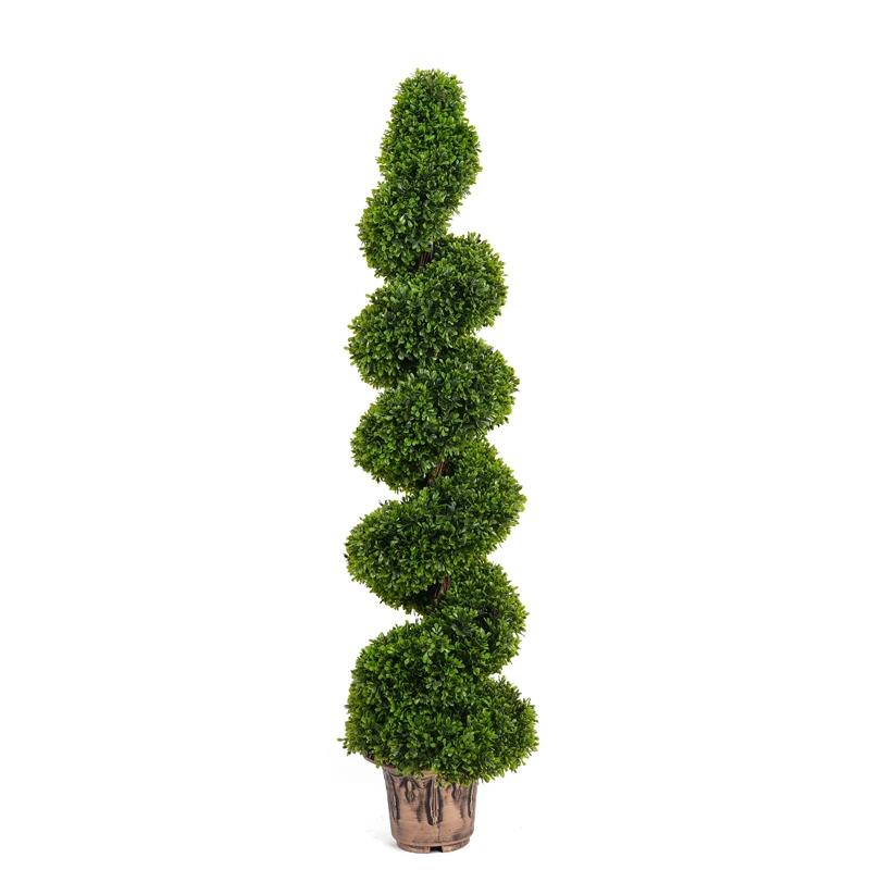 H130cm/51in  High quality artificial boxwood spiral tree topiary tree Christmas tree wholesale fabric plant for indoor outdoor