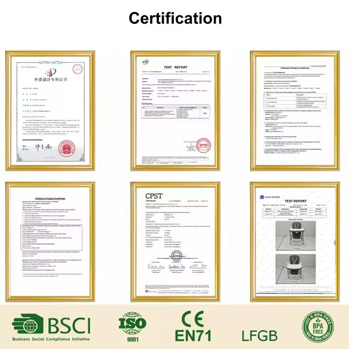 OEM Adjustable Customized Logo Modern Plastic Foldable Backrest Safety Rocking Baby Feeding High Chair For Kids Dining