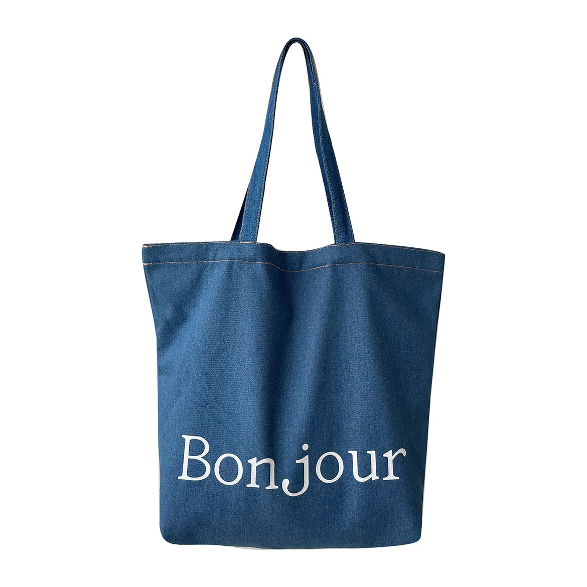 Hot Sale Design Recycle Women Shoulder Denim tote Bag Custom Cotton Canvas Shopping Tote Bags with Custom Printed Logo