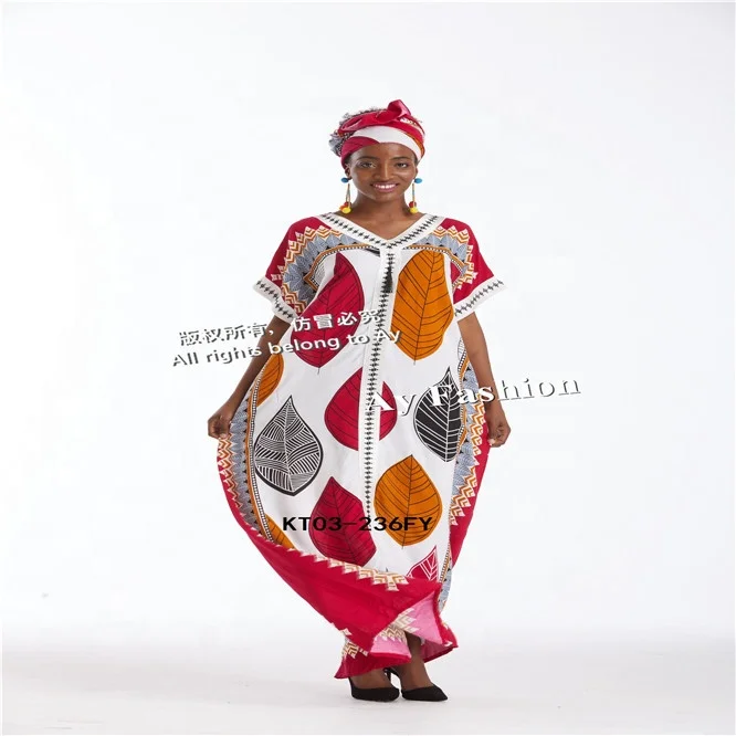 Western African Nigeria Hijab Muslim Cotton Dashiki Robe Dresses