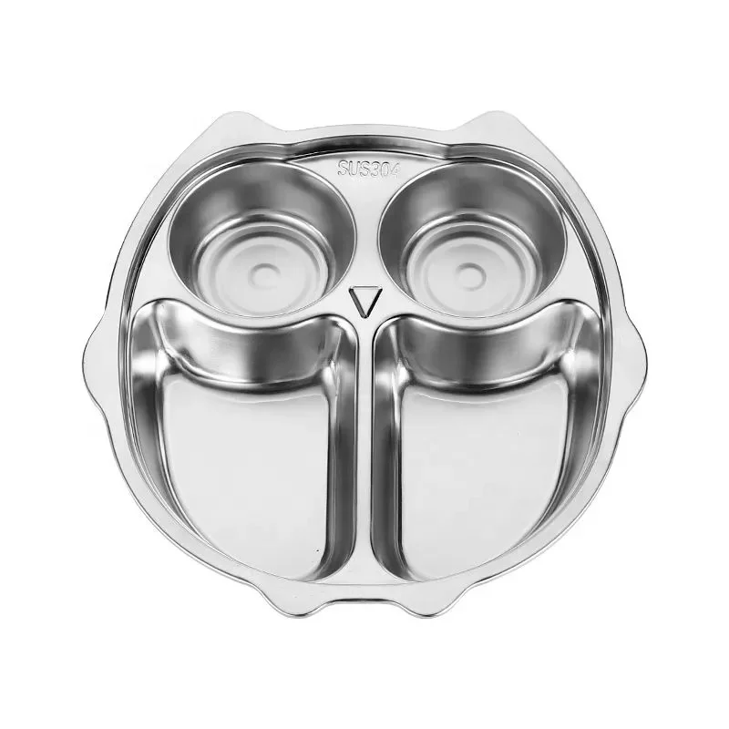 Отдельная тарелка, детская тарелка из нержавеющей стали 18/10, новинка 304, мультяшный металлический поднос для гравировки по индивидуальному заказу